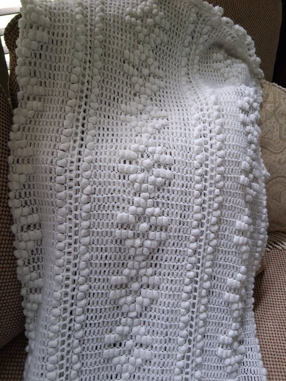 Cozy Hand‑Crocheted Cotton Throw 54"x60" — Cottagecore Lap Blanket for Snuggling - Picture 4 of 8